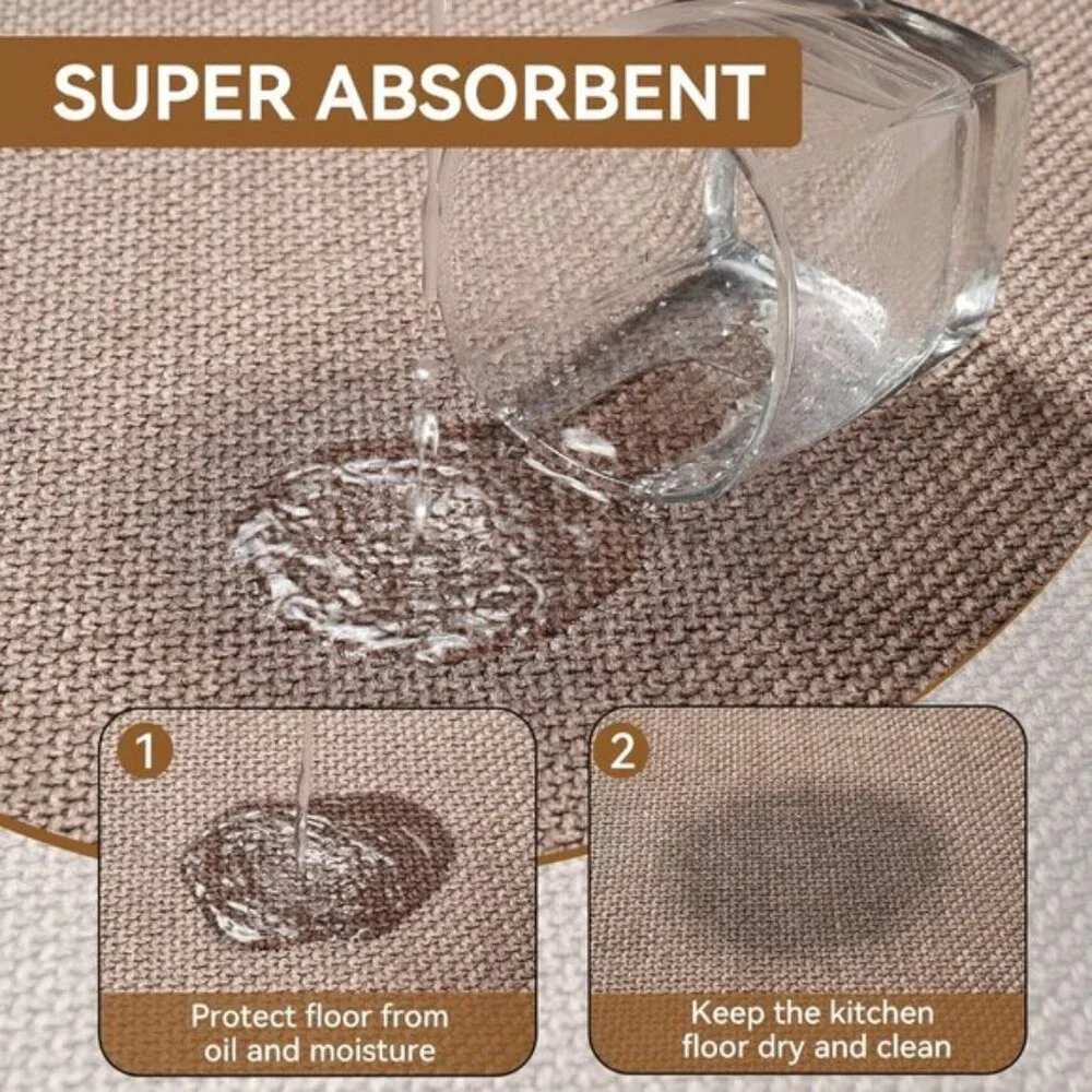 Anti-Fatigue Kitchen Mat, Soft Non-Slip Absorbent Washable Rug for Home - Brown